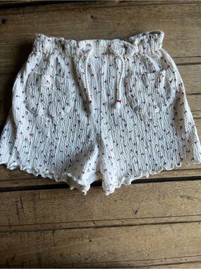 Zara Cream High-Waist Drawstring Shorts with Red Dot Print